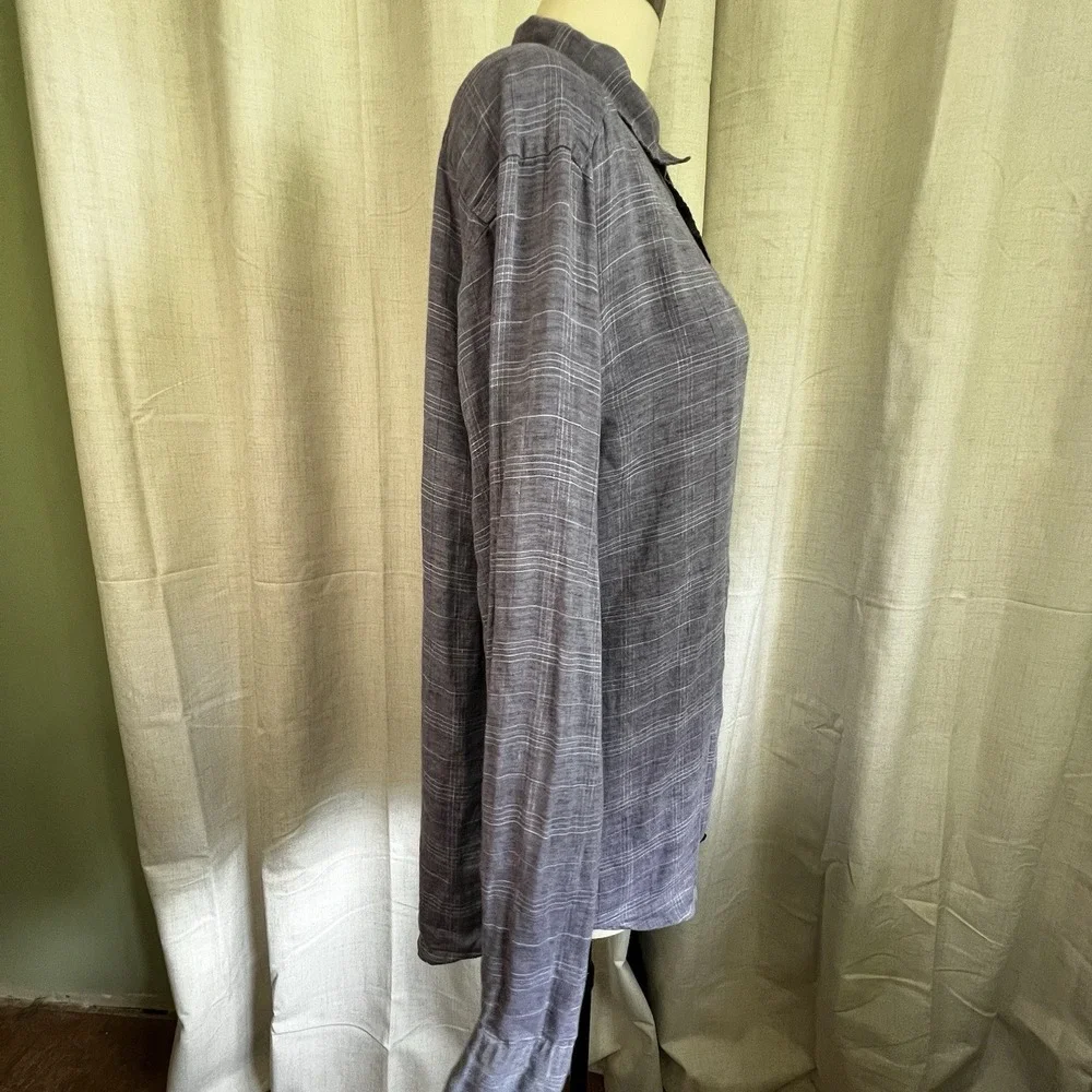Banana Republic Shirt Mens  Sz Large Gray‎ Linen Factory Store Button Down